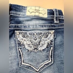 Miss Me Easy Ankle Skinny Jeans Size 29 x‎ 26 Mid-Rise Embellished Bling Pockets